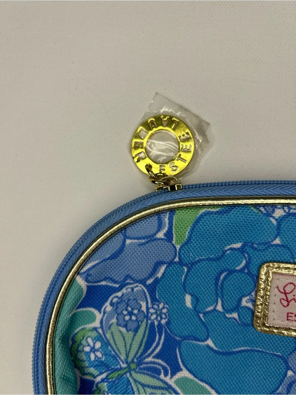 Lilly Pulitzer x Estee Lauder Blue Floral Butterfly Cosmetic Makeup Bag Pouch